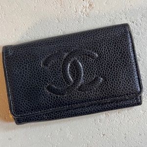 CHANEL Vintage CC Caviar Leather Key Holder